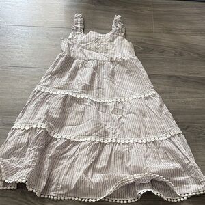 Striped Kids Dress with Lace Trim